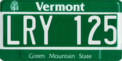 VT license plate LRY125