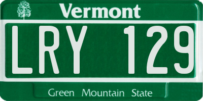 VT license plate LRY129