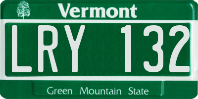 VT license plate LRY132