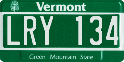 VT license plate LRY134