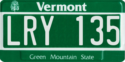 VT license plate LRY135