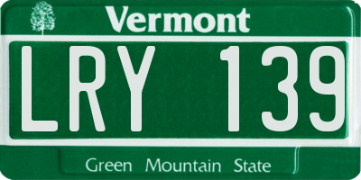VT license plate LRY139