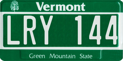 VT license plate LRY144