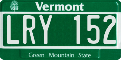 VT license plate LRY152