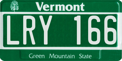 VT license plate LRY166