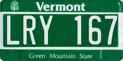 VT license plate LRY167
