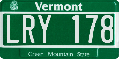 VT license plate LRY178