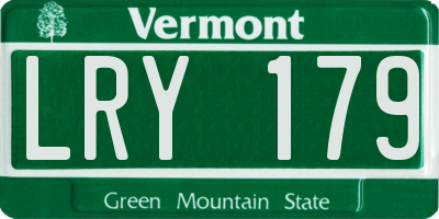VT license plate LRY179