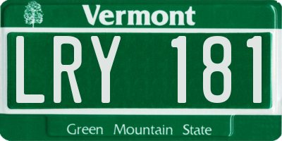 VT license plate LRY181
