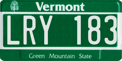 VT license plate LRY183