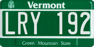 VT license plate LRY192