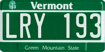 VT license plate LRY193