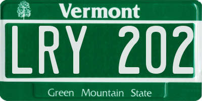 VT license plate LRY202