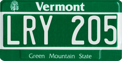 VT license plate LRY205