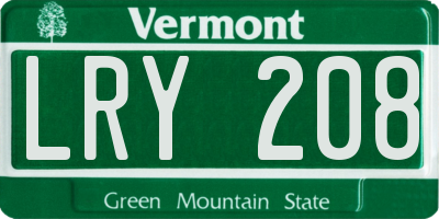 VT license plate LRY208