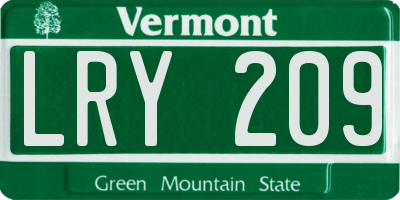 VT license plate LRY209