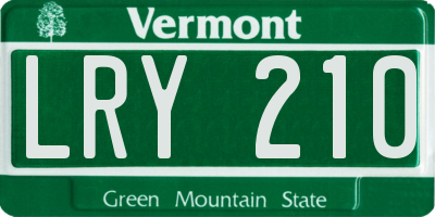 VT license plate LRY210