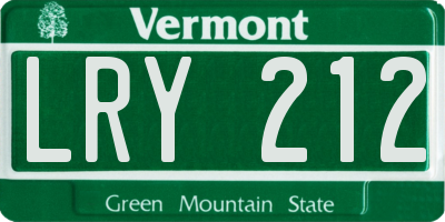 VT license plate LRY212