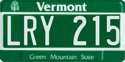 VT license plate LRY215
