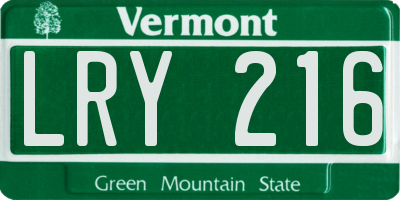 VT license plate LRY216