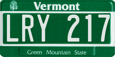VT license plate LRY217