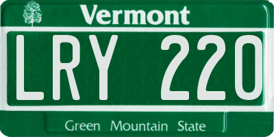 VT license plate LRY220