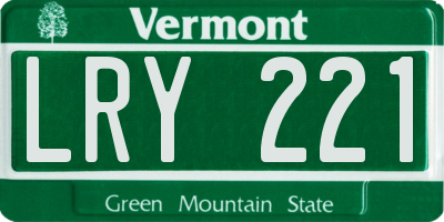 VT license plate LRY221