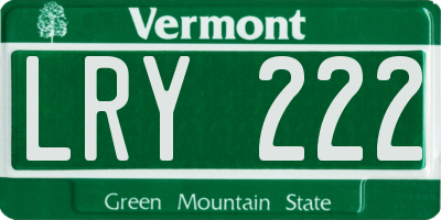 VT license plate LRY222