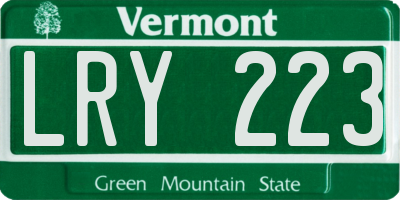 VT license plate LRY223