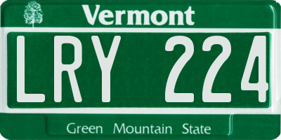 VT license plate LRY224