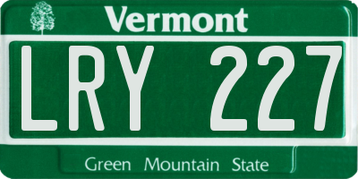 VT license plate LRY227