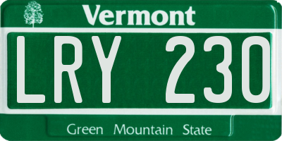 VT license plate LRY230