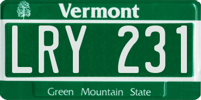 VT license plate LRY231