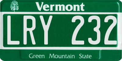 VT license plate LRY232