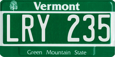 VT license plate LRY235