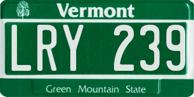 VT license plate LRY239