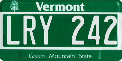 VT license plate LRY242