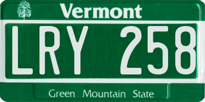 VT license plate LRY258
