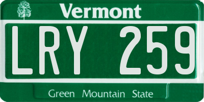 VT license plate LRY259