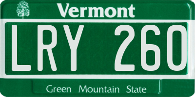 VT license plate LRY260