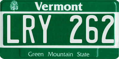 VT license plate LRY262