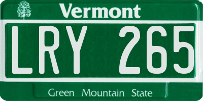 VT license plate LRY265