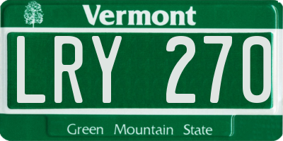 VT license plate LRY270