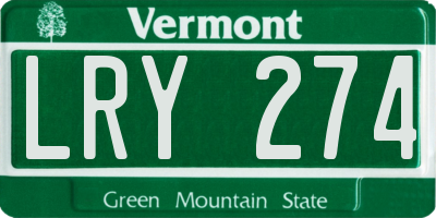 VT license plate LRY274