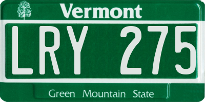 VT license plate LRY275