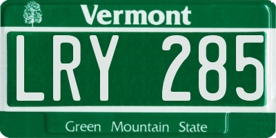 VT license plate LRY285