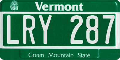 VT license plate LRY287