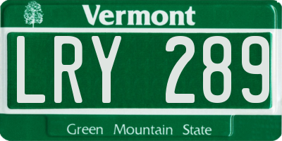 VT license plate LRY289