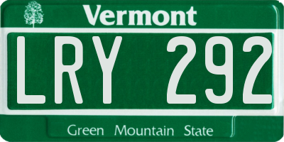 VT license plate LRY292