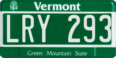 VT license plate LRY293